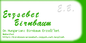 erzsebet birnbaum business card